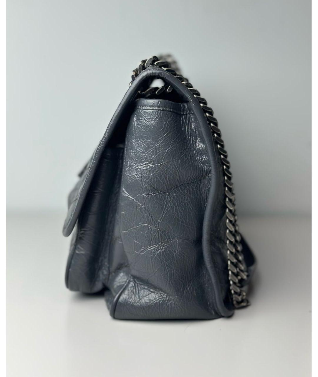 SAINT LAURENT Серая кожаная сумка через плечо, фото 5