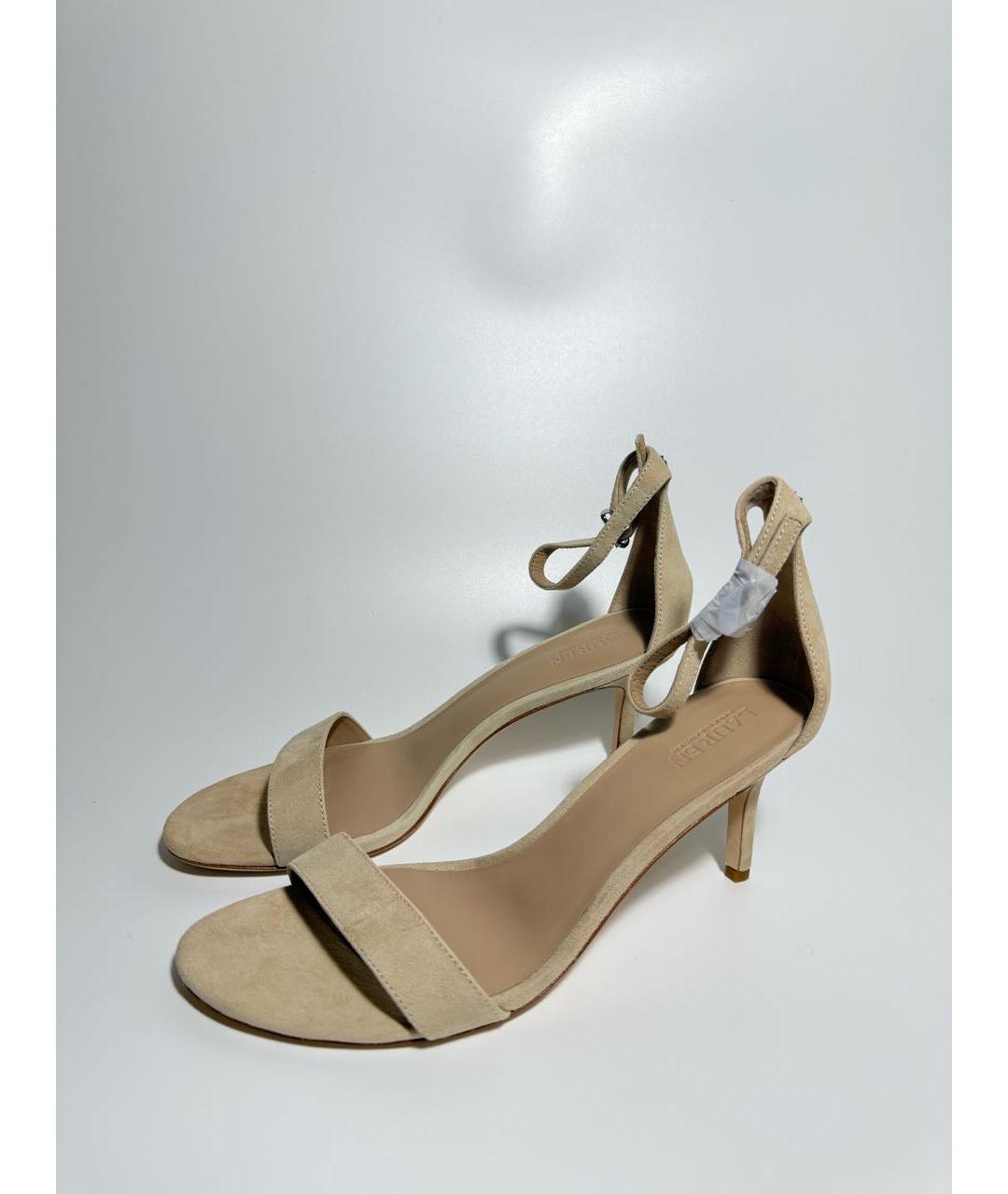 RALPH LAUREN Бежевые замшевые босоножки, фото 3