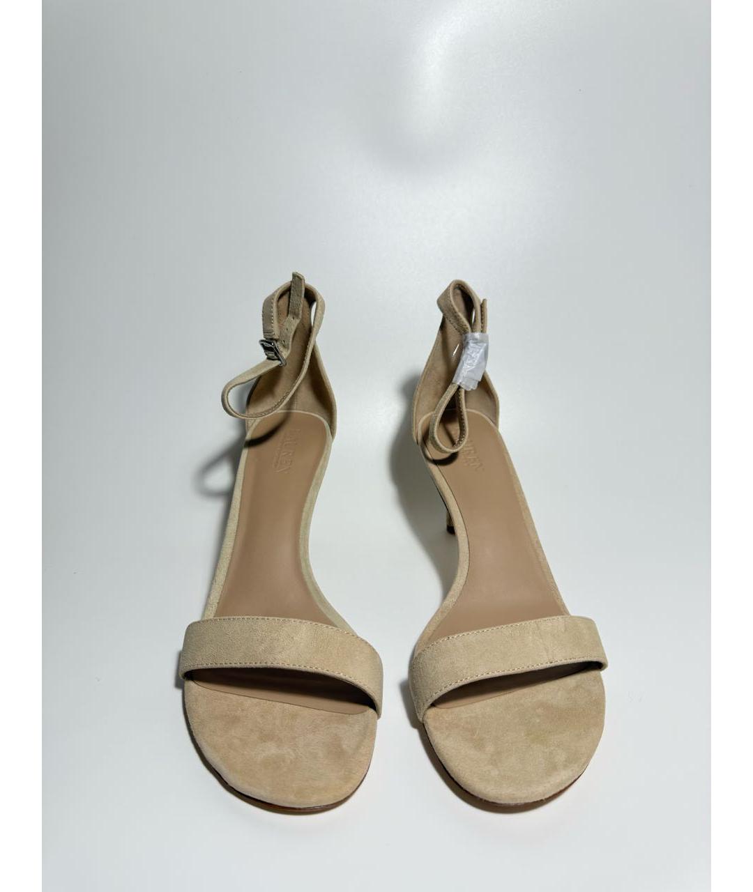 RALPH LAUREN Бежевые замшевые босоножки, фото 2