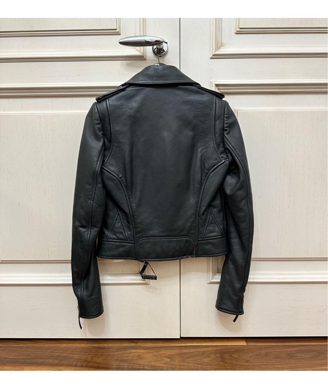 BALENCIAGA Антрацитовая кожаная куртка, фото 2