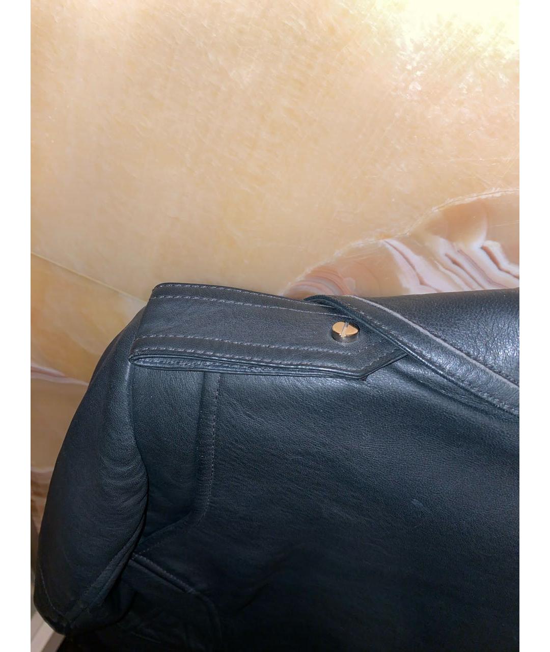 BALENCIAGA Антрацитовая кожаная куртка, фото 4