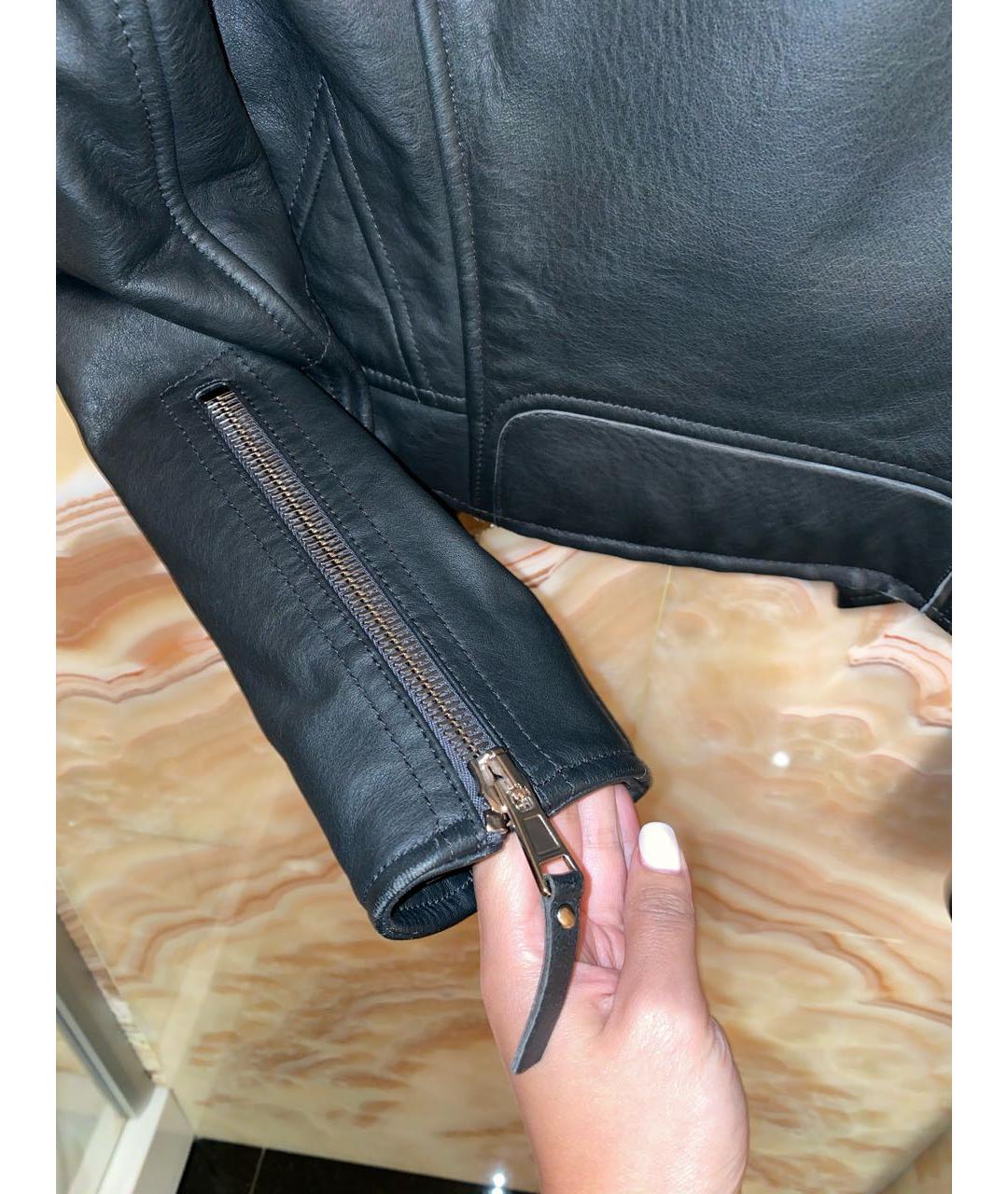 BALENCIAGA Антрацитовая кожаная куртка, фото 5