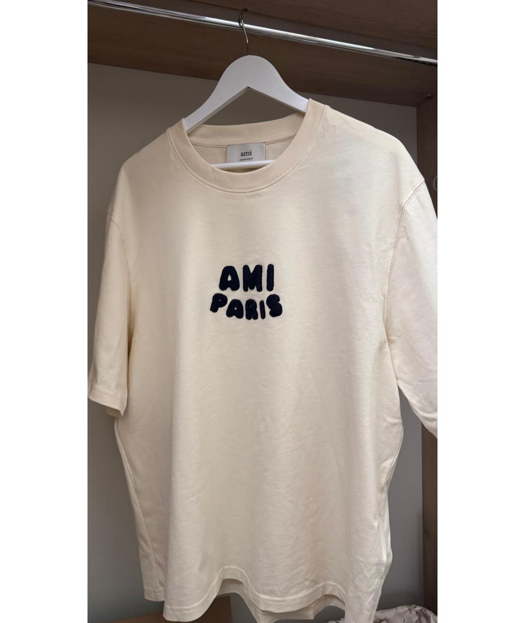 Ami Paris Бежевая хлопковая футболка, фото 3