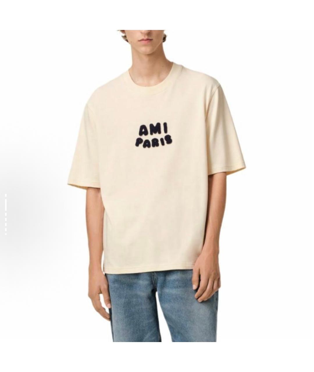 Ami Paris Бежевая хлопковая футболка, фото 2