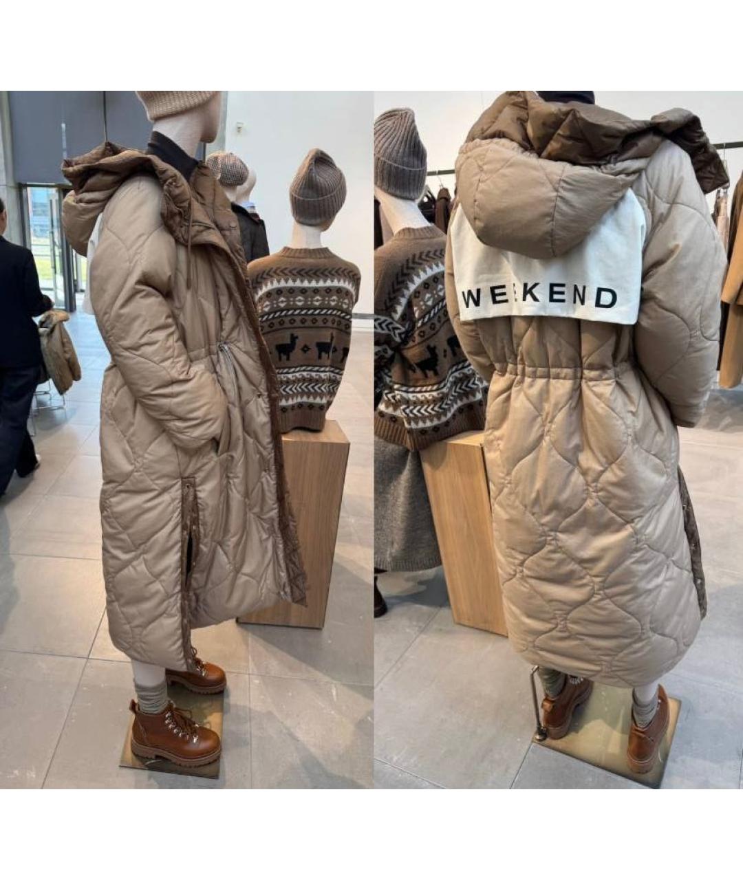 WEEKEND MAX MARA Коричневый полиэстеровый пуховик, фото 3
