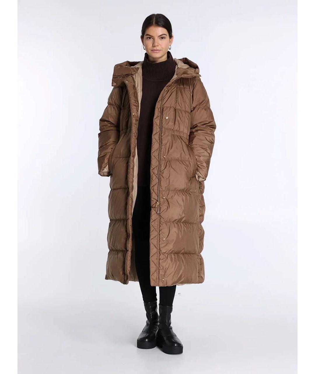 WEEKEND MAX MARA Коричневый полиэстеровый пуховик, фото 2