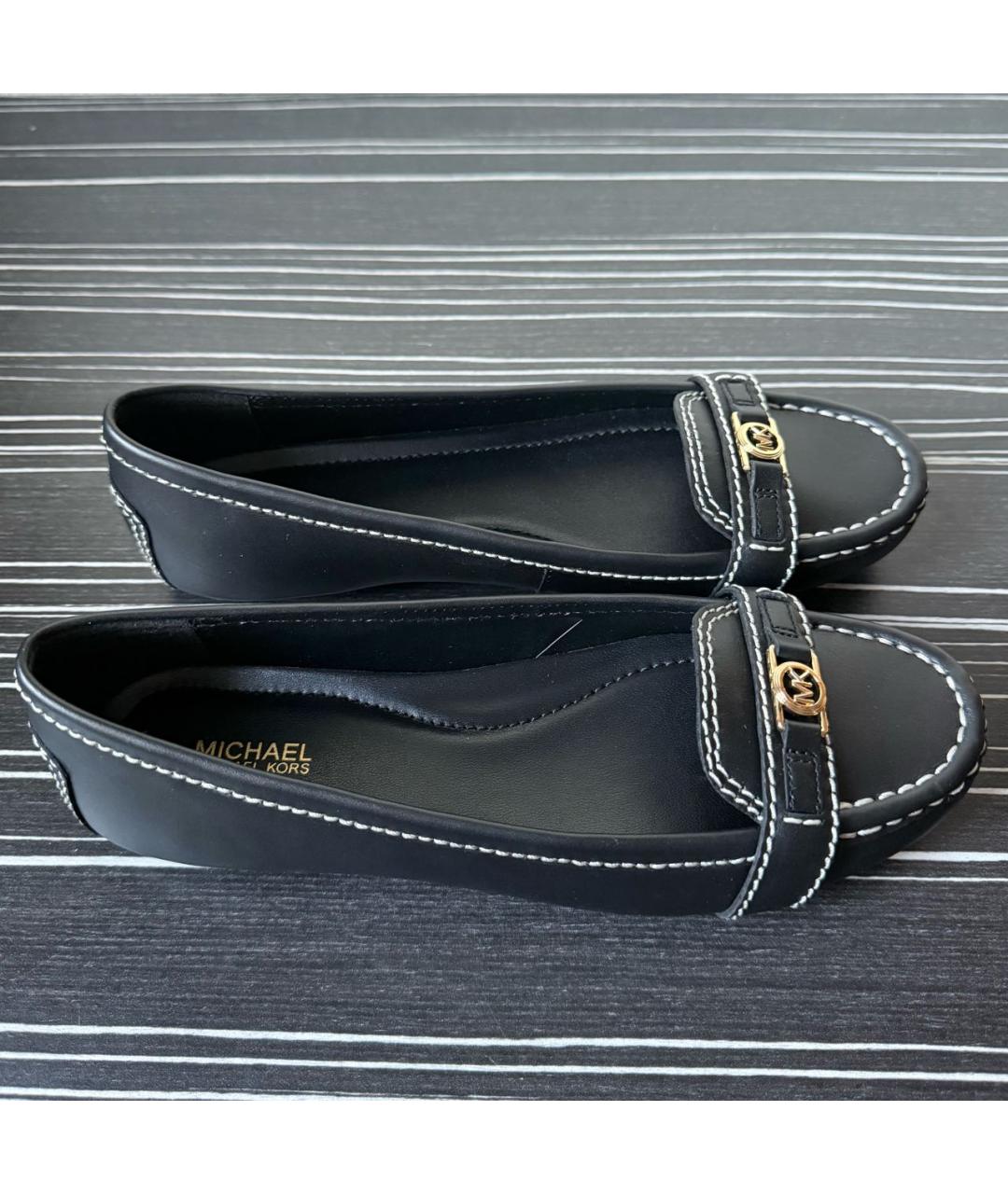 MICHAEL KORS Черные кожаные балетки, фото 2