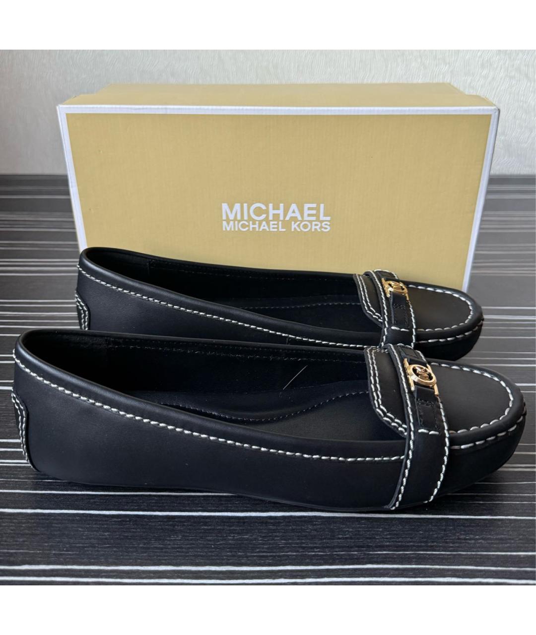 MICHAEL KORS Черные кожаные балетки, фото 6