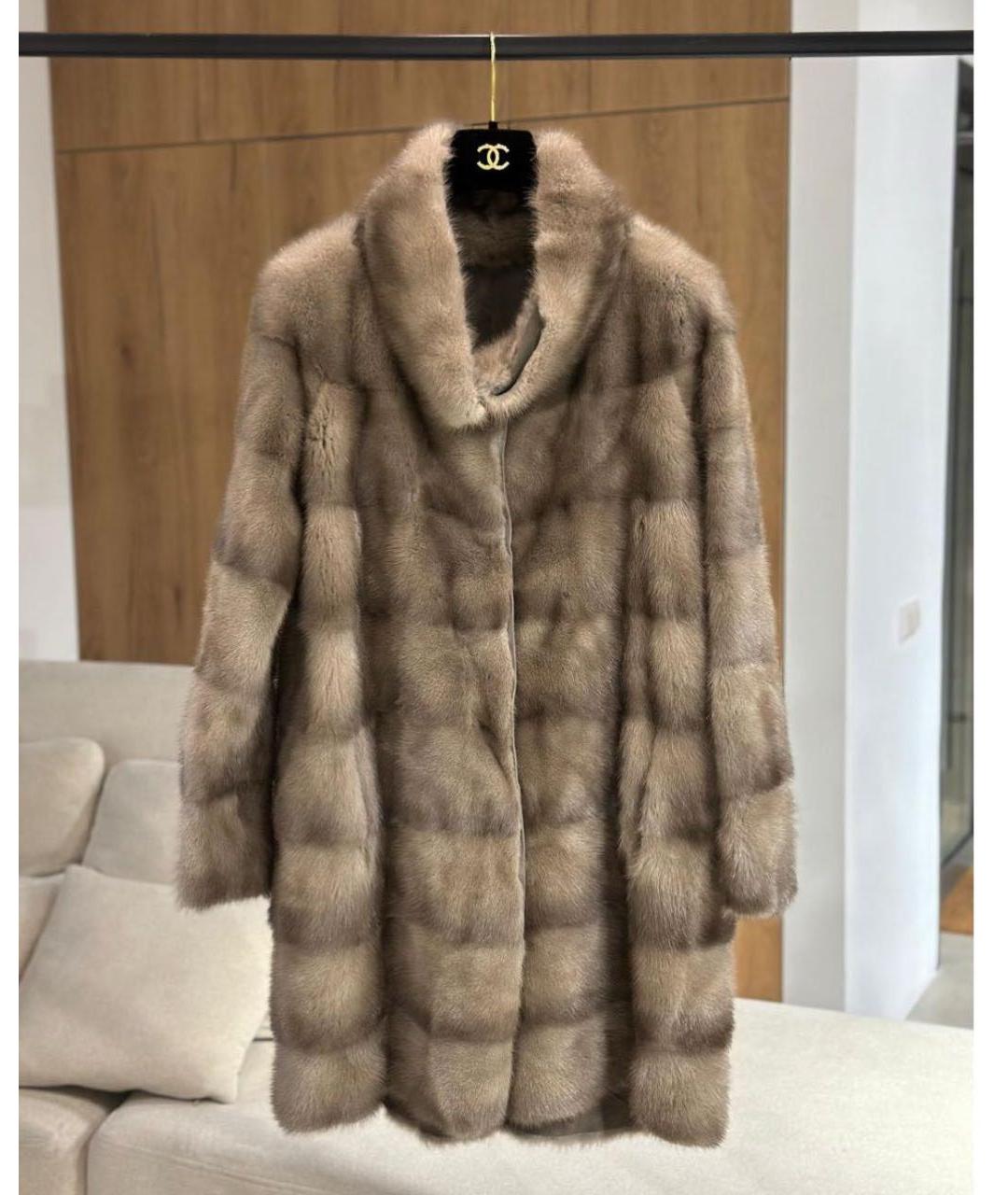 MANZONI 24 Бежевая меховая шуба, фото 2