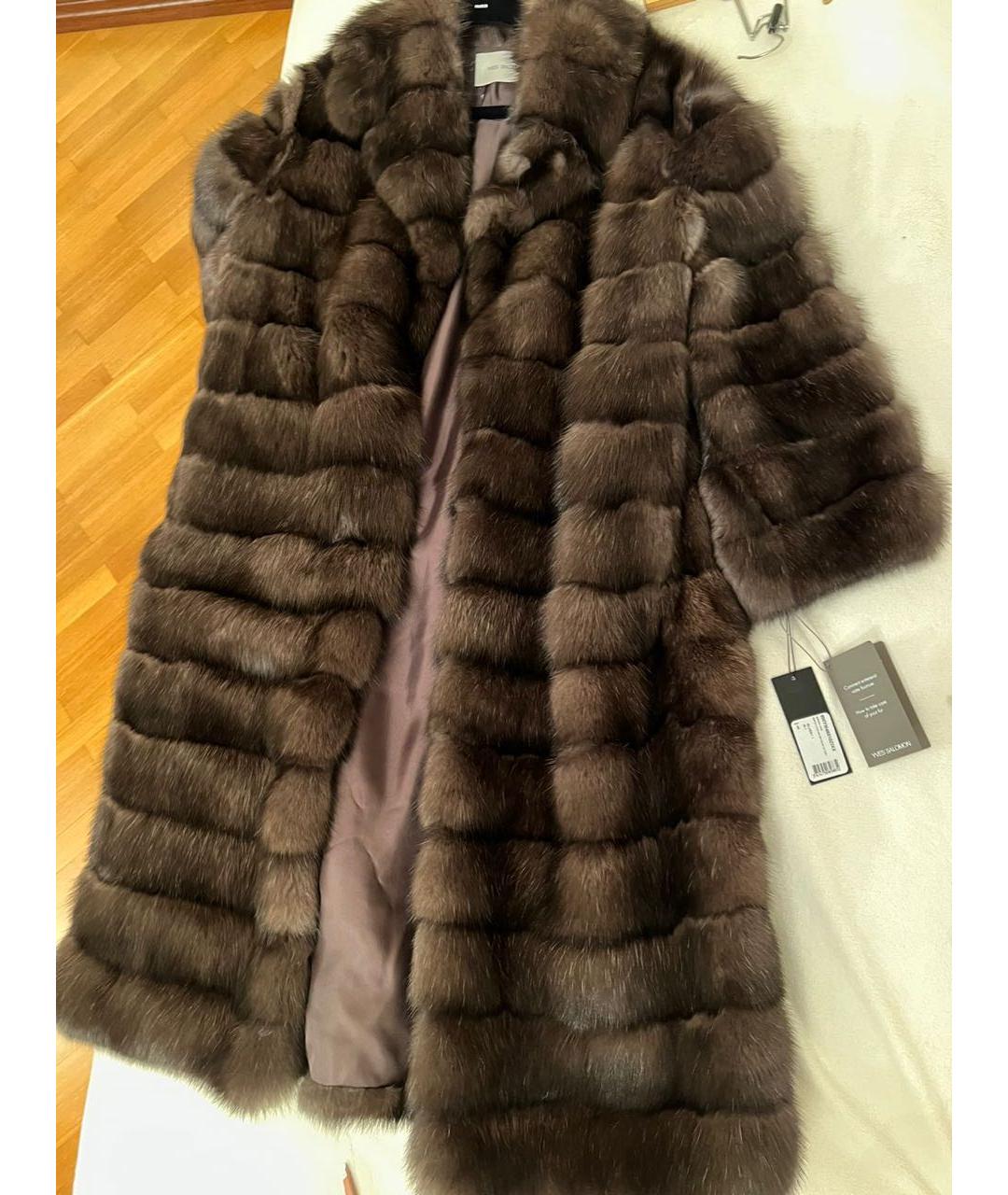 YVES SALOMON Коричневая меховая шуба, фото 4
