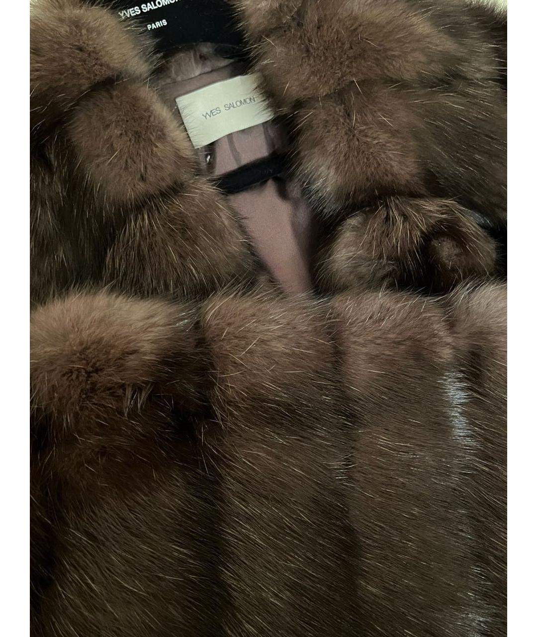 YVES SALOMON Коричневая меховая шуба, фото 2