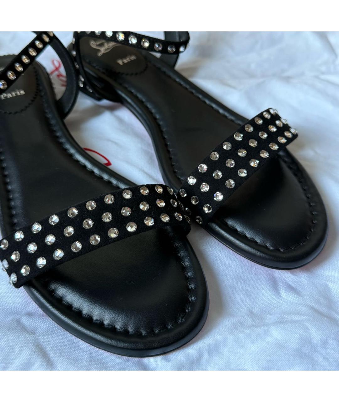 CHRISTIAN LOUBOUTIN Черные кожаные босоножки, фото 7