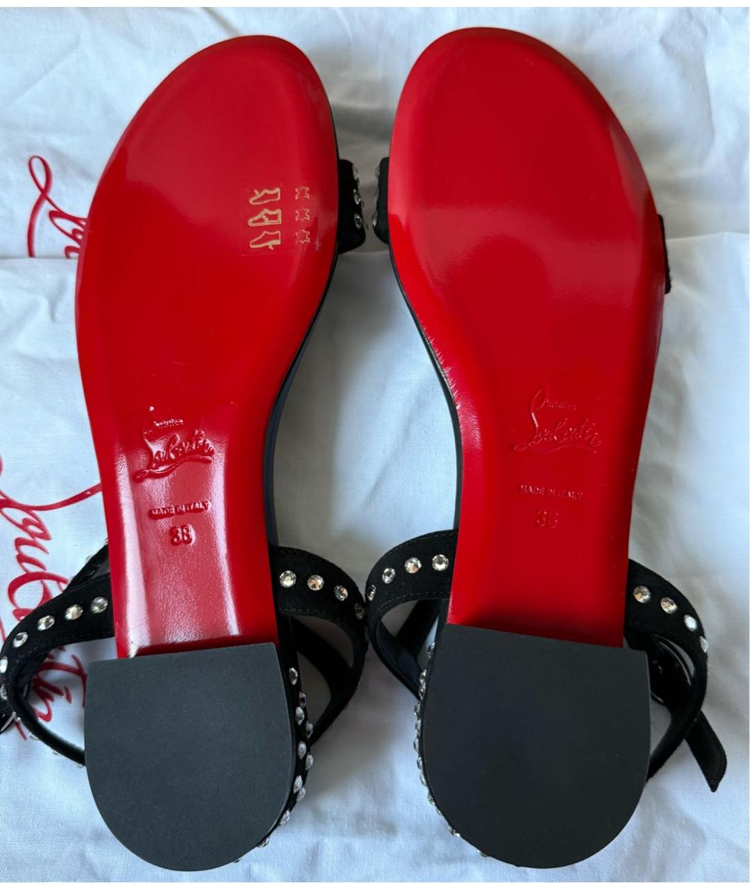 CHRISTIAN LOUBOUTIN Черные кожаные босоножки, фото 8