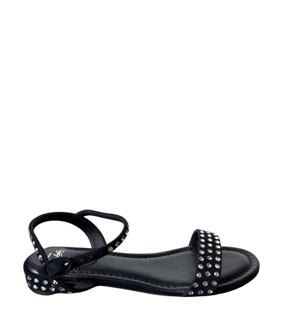 CHRISTIAN LOUBOUTIN Черные кожаные босоножки, фото 1