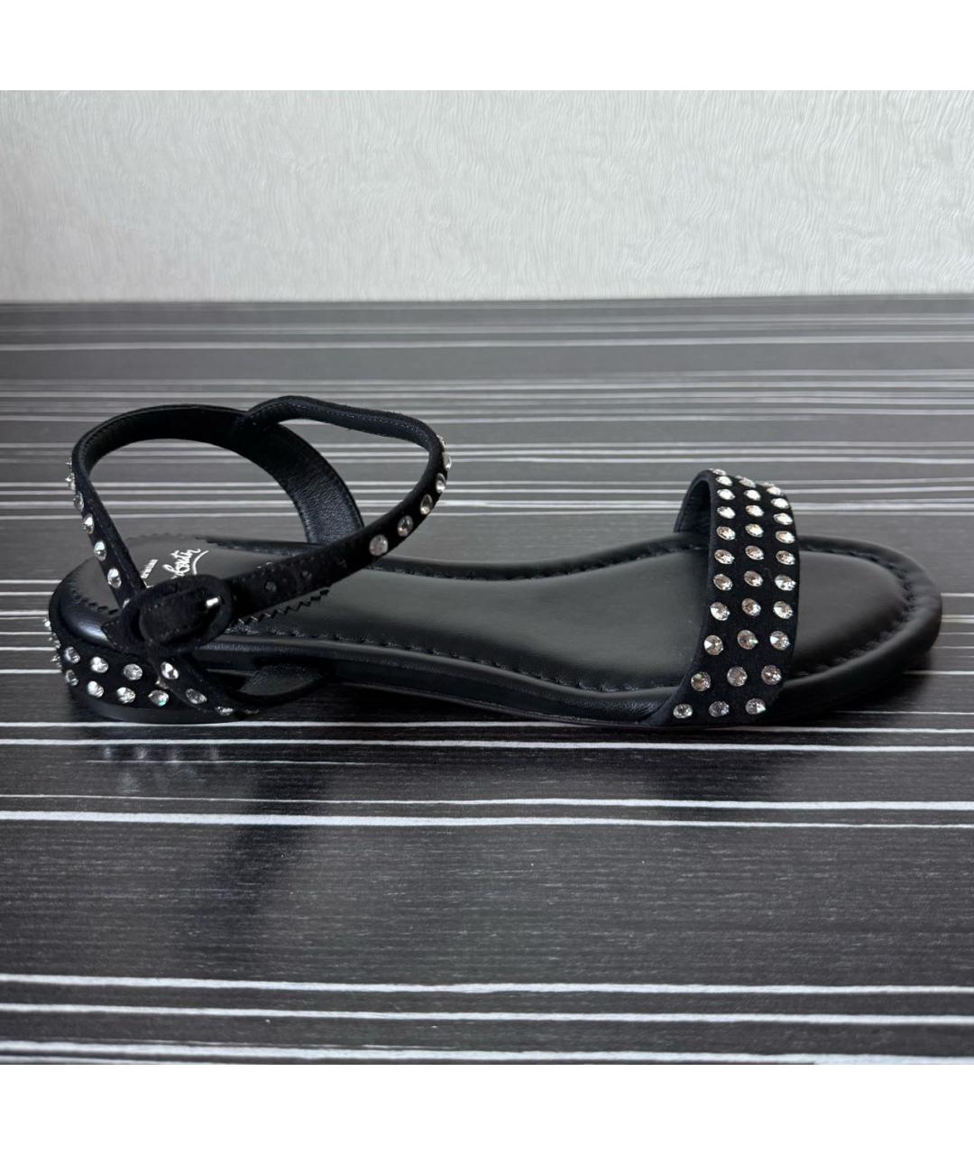 CHRISTIAN LOUBOUTIN Черные кожаные босоножки, фото 9