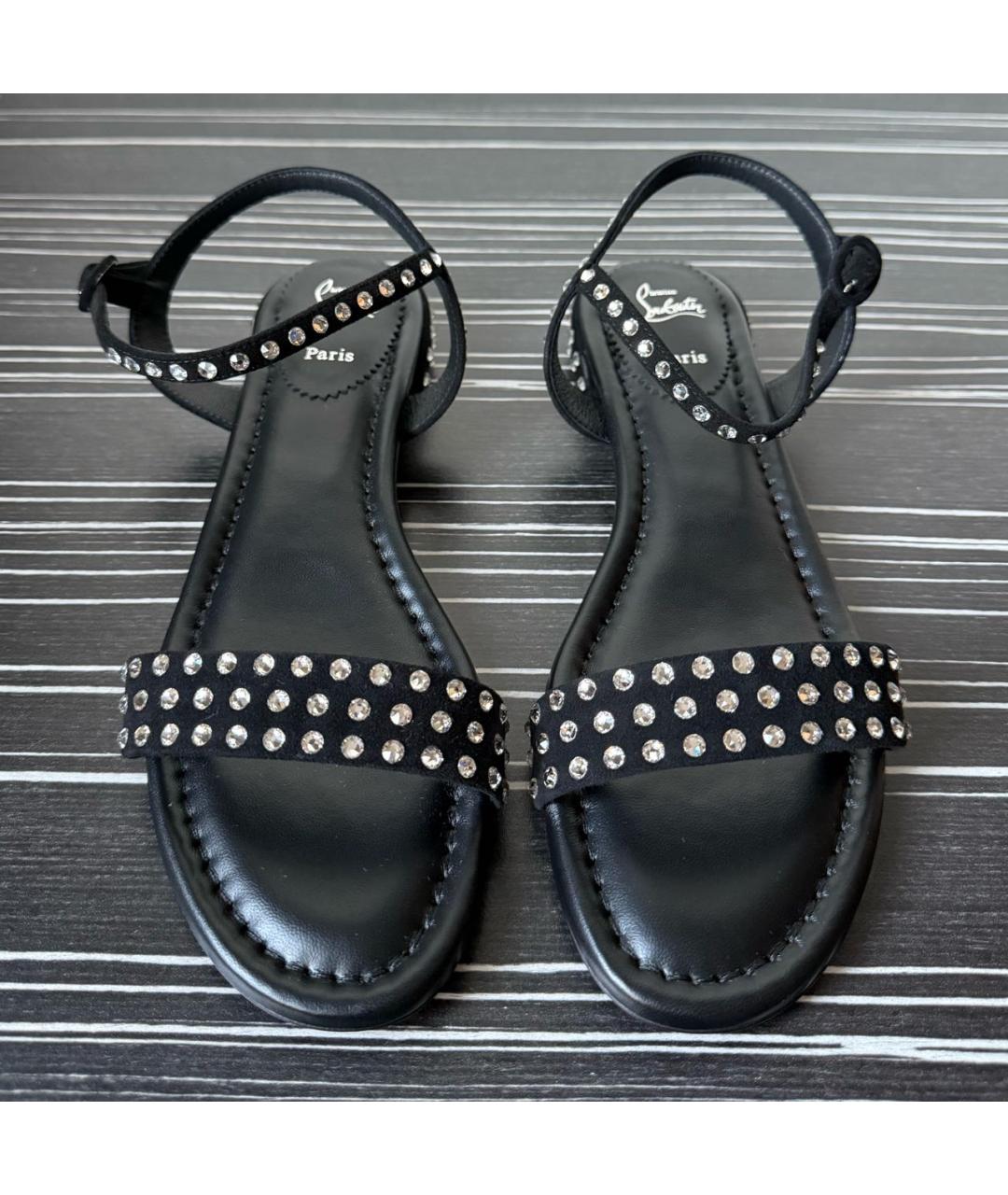 CHRISTIAN LOUBOUTIN Черные кожаные босоножки, фото 3