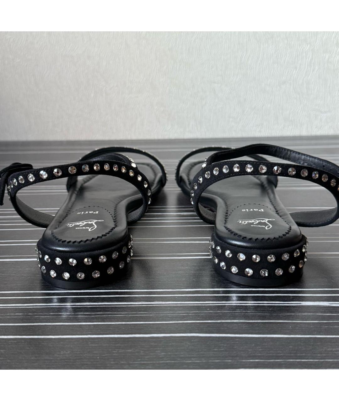 CHRISTIAN LOUBOUTIN Черные кожаные босоножки, фото 5