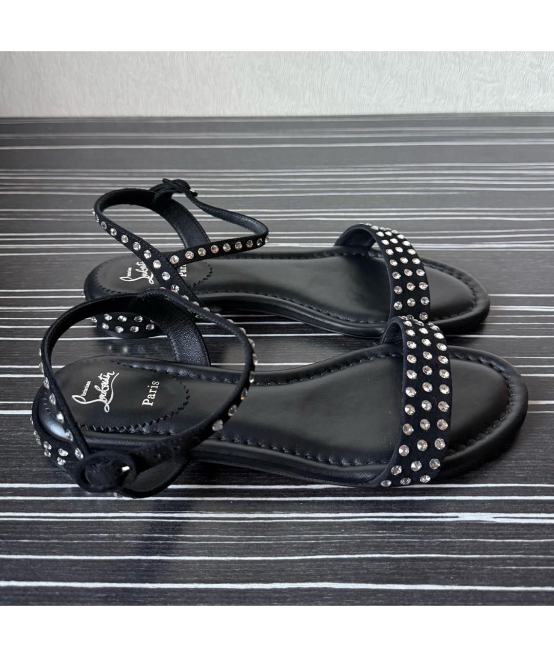 CHRISTIAN LOUBOUTIN Черные кожаные босоножки, фото 2