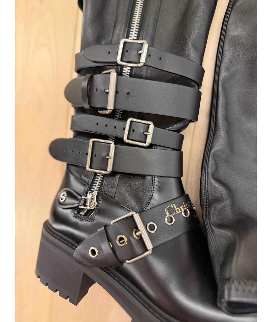 CHRISTIAN DIOR Черные кожаные ботфорты, фото 3
