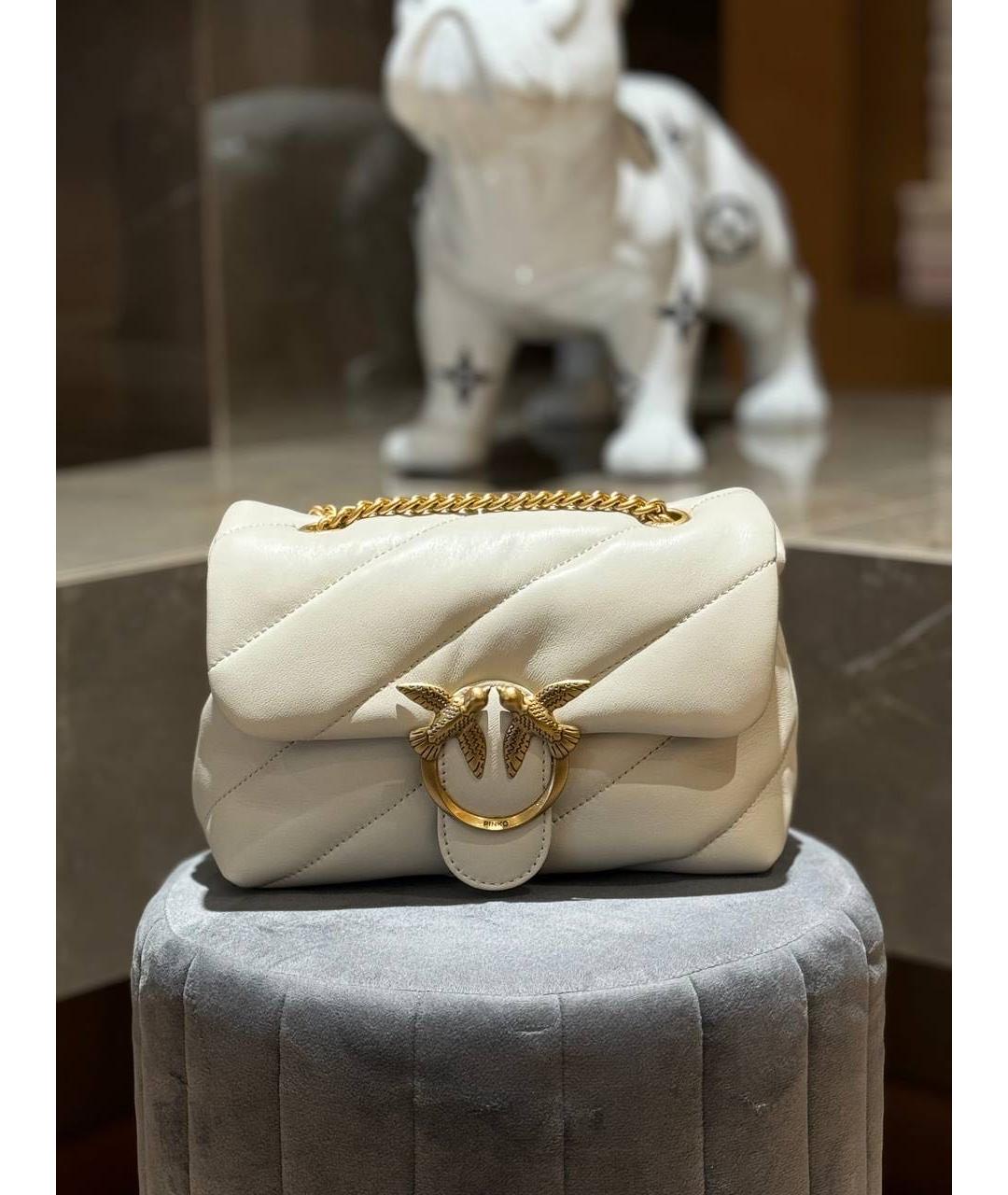 PINKO Белая кожаная сумка через плечо, фото 6