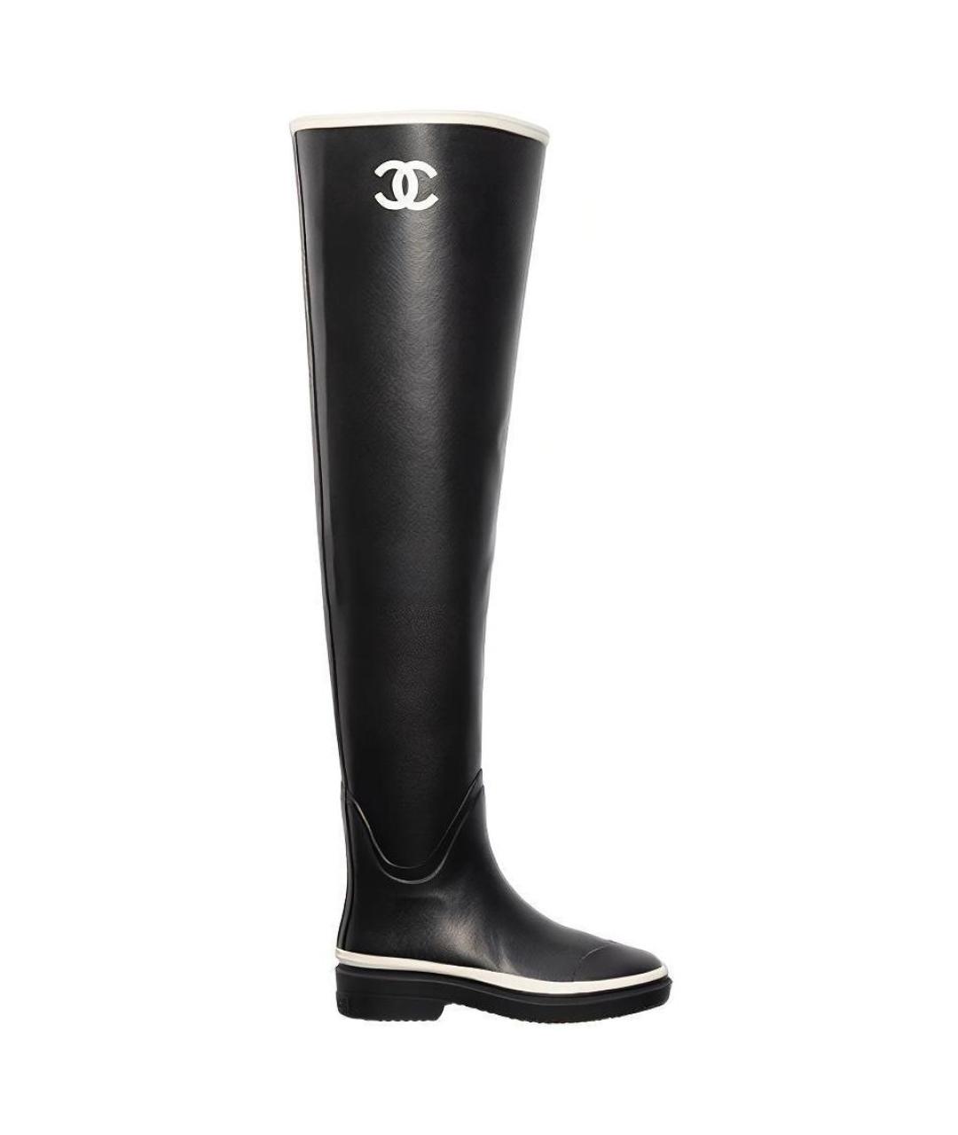 CHANEL Черные синтетические сапоги, фото 1