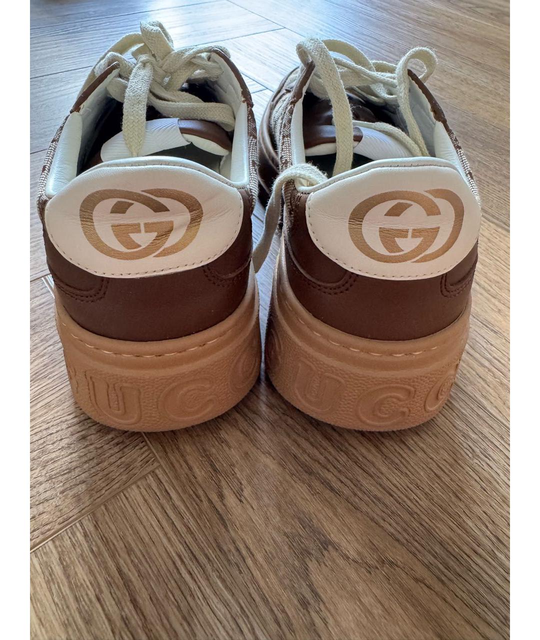 GUCCI Коричневые текстильные кроссовки, фото 3
