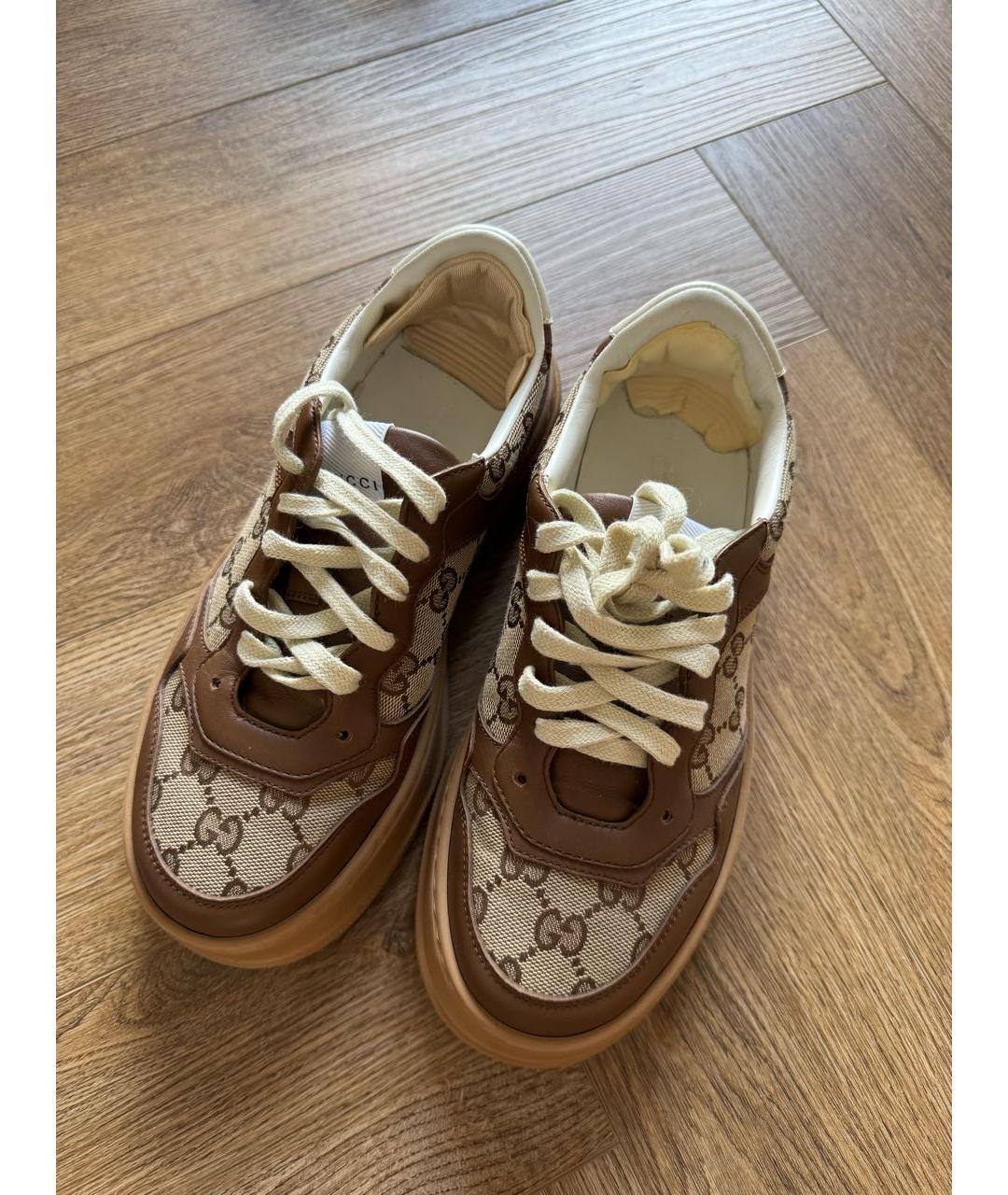 GUCCI Коричневые текстильные кроссовки, фото 2