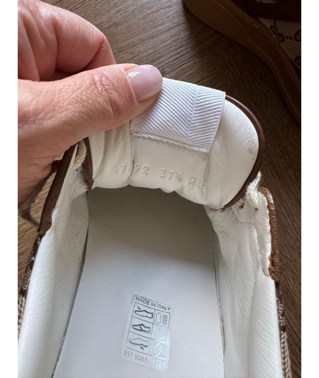 GUCCI Коричневые текстильные кроссовки, фото 4