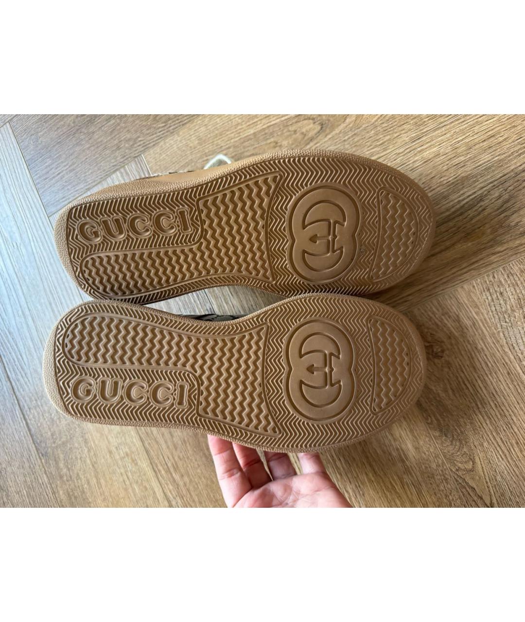 GUCCI Коричневые текстильные кроссовки, фото 5