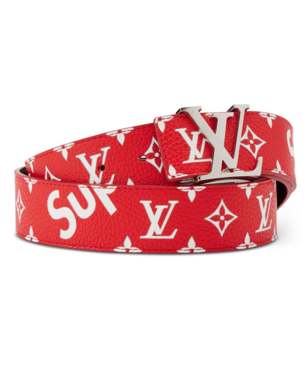 LOUIS VUITTON Красный кожаный ремень, фото 7