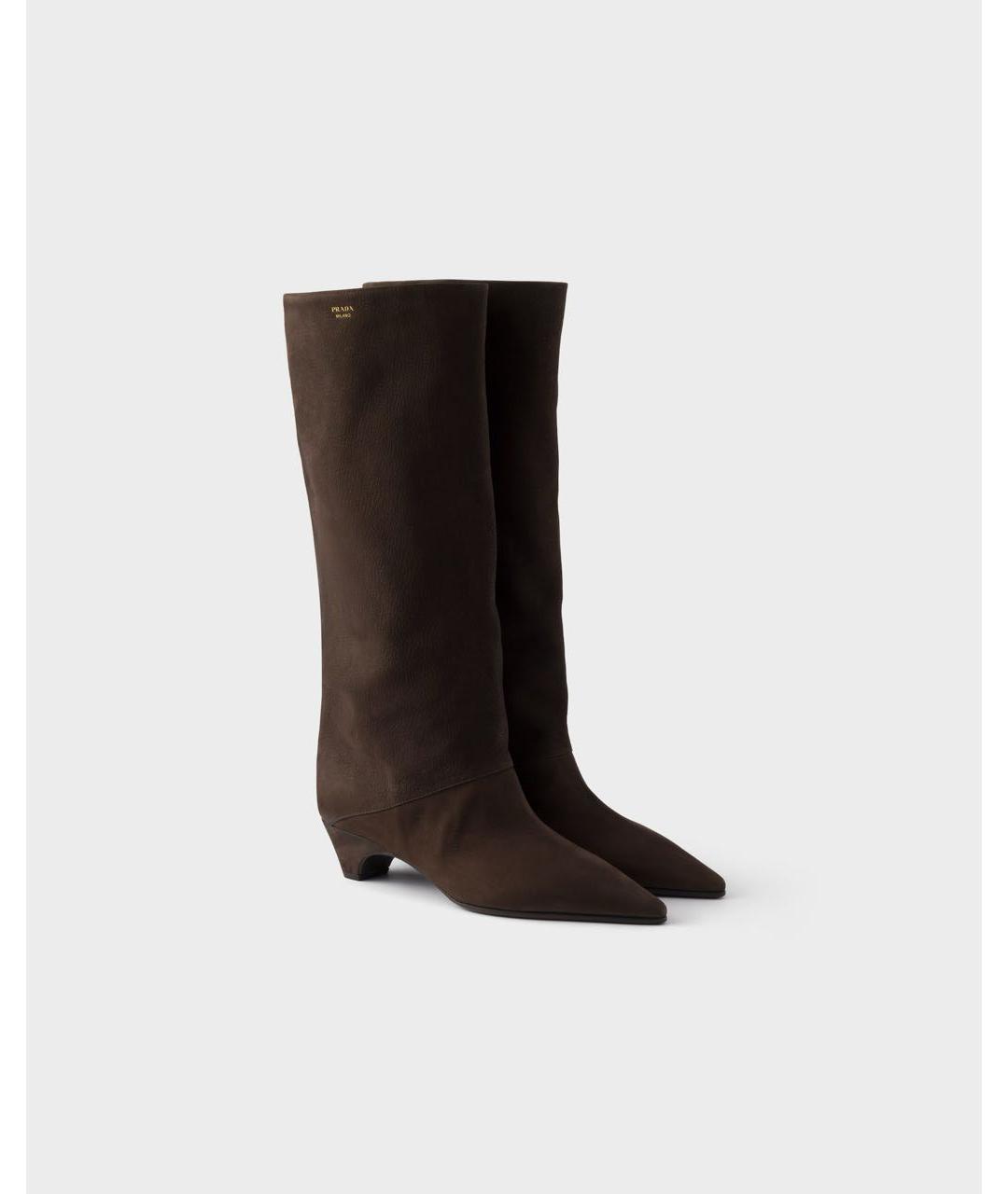 PRADA Коричневые кожаные сапоги, фото 2
