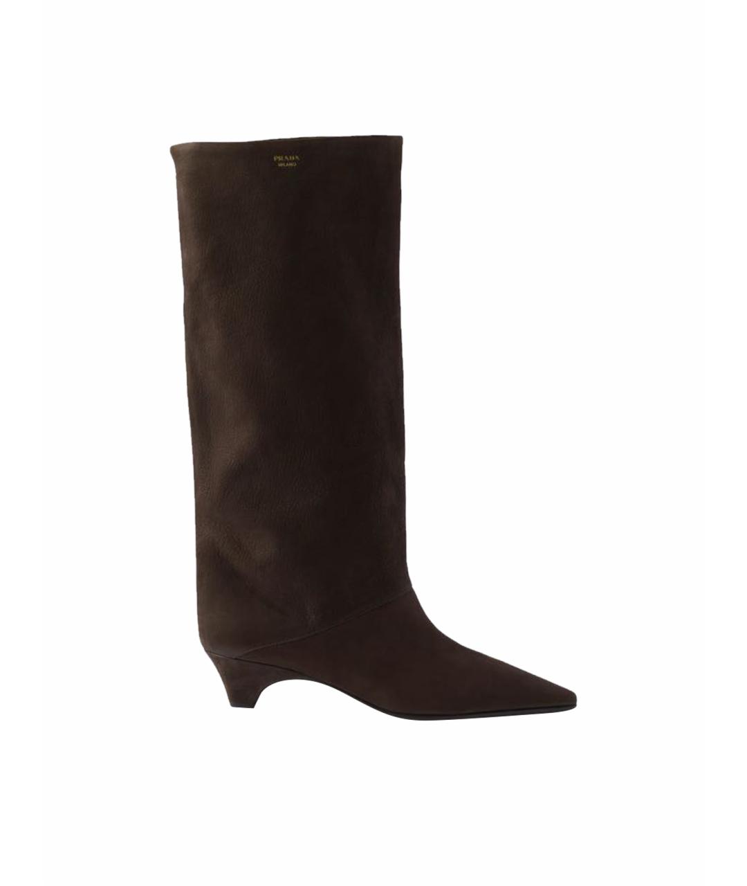 PRADA Коричневые кожаные сапоги, фото 1