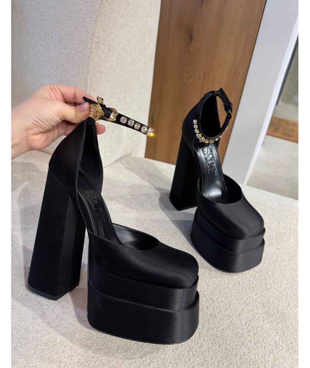 VERSACE Черные текстильные туфли, фото 3