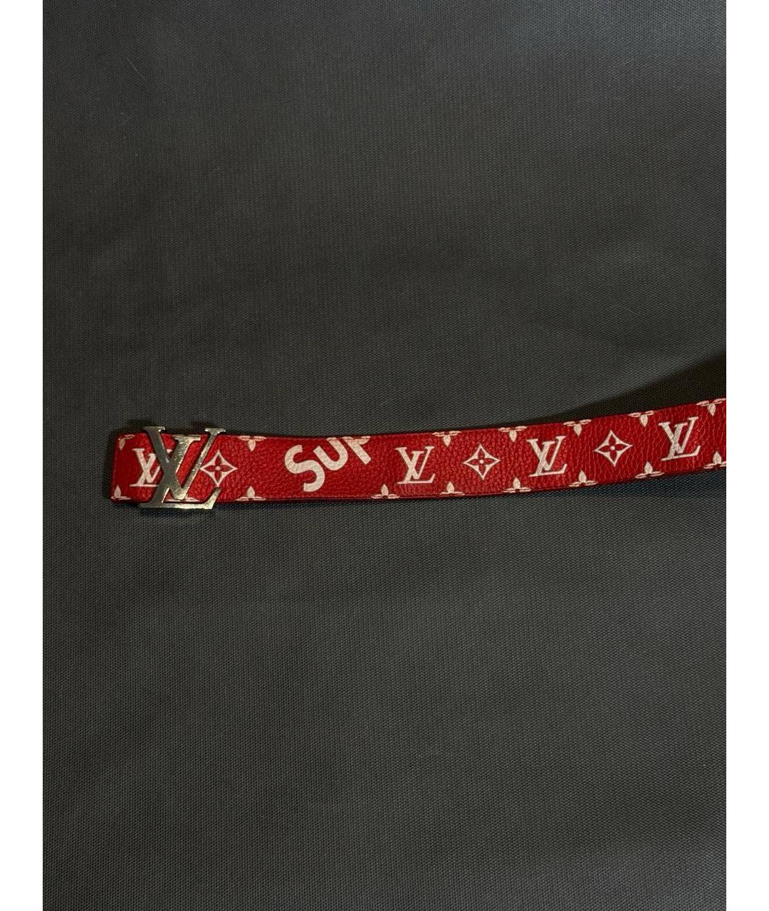 LOUIS VUITTON Красный кожаный ремень, фото 3