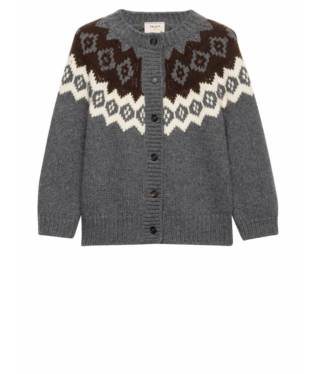 PRADA Серый шерстяной кардиган, фото 1