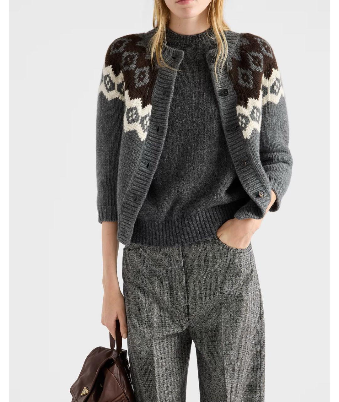 PRADA Серый шерстяной кардиган, фото 2