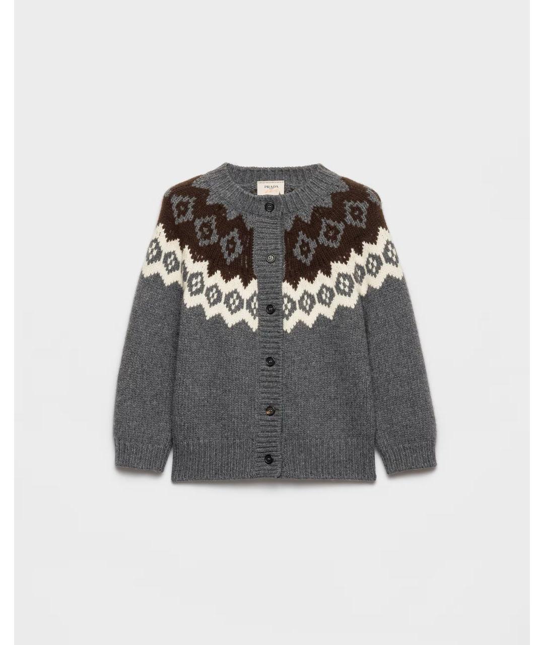 PRADA Серый шерстяной кардиган, фото 5