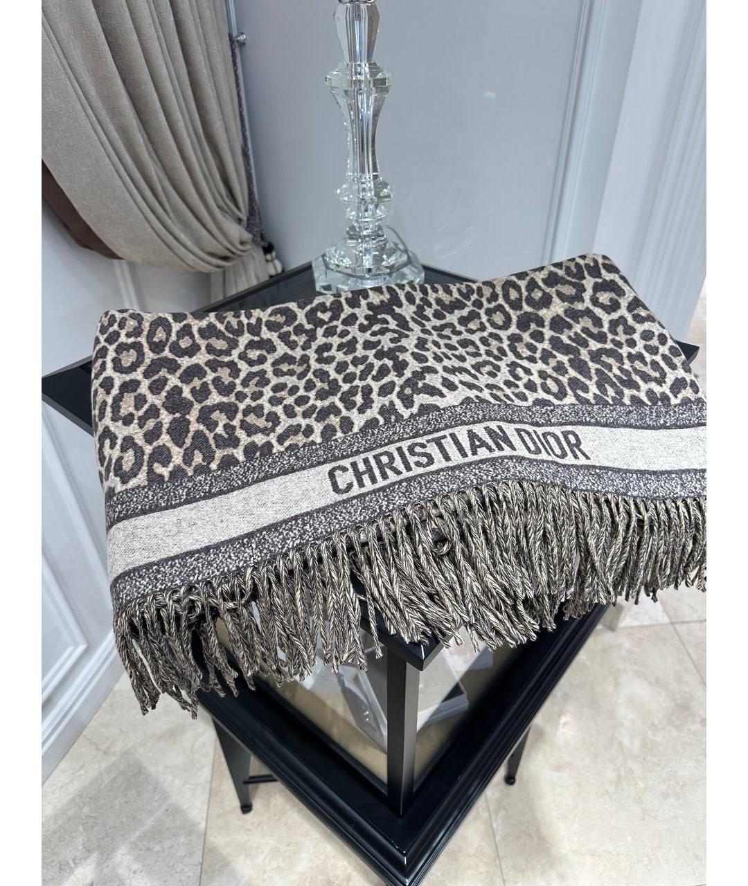 CHRISTIAN DIOR Серый шарф, фото 2