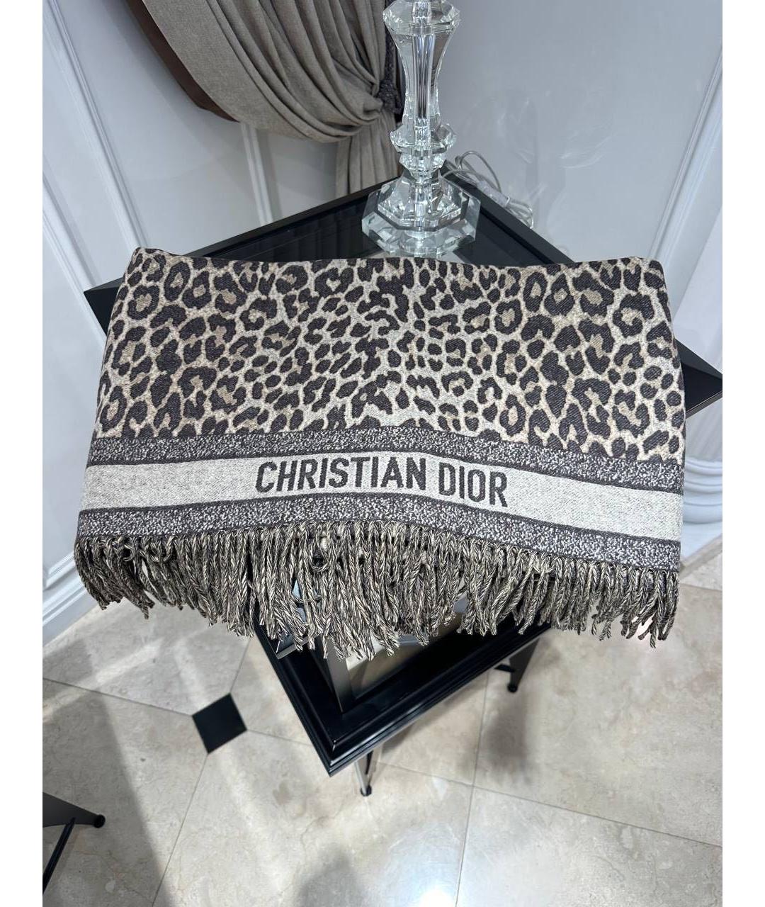 CHRISTIAN DIOR Серый шарф, фото 4