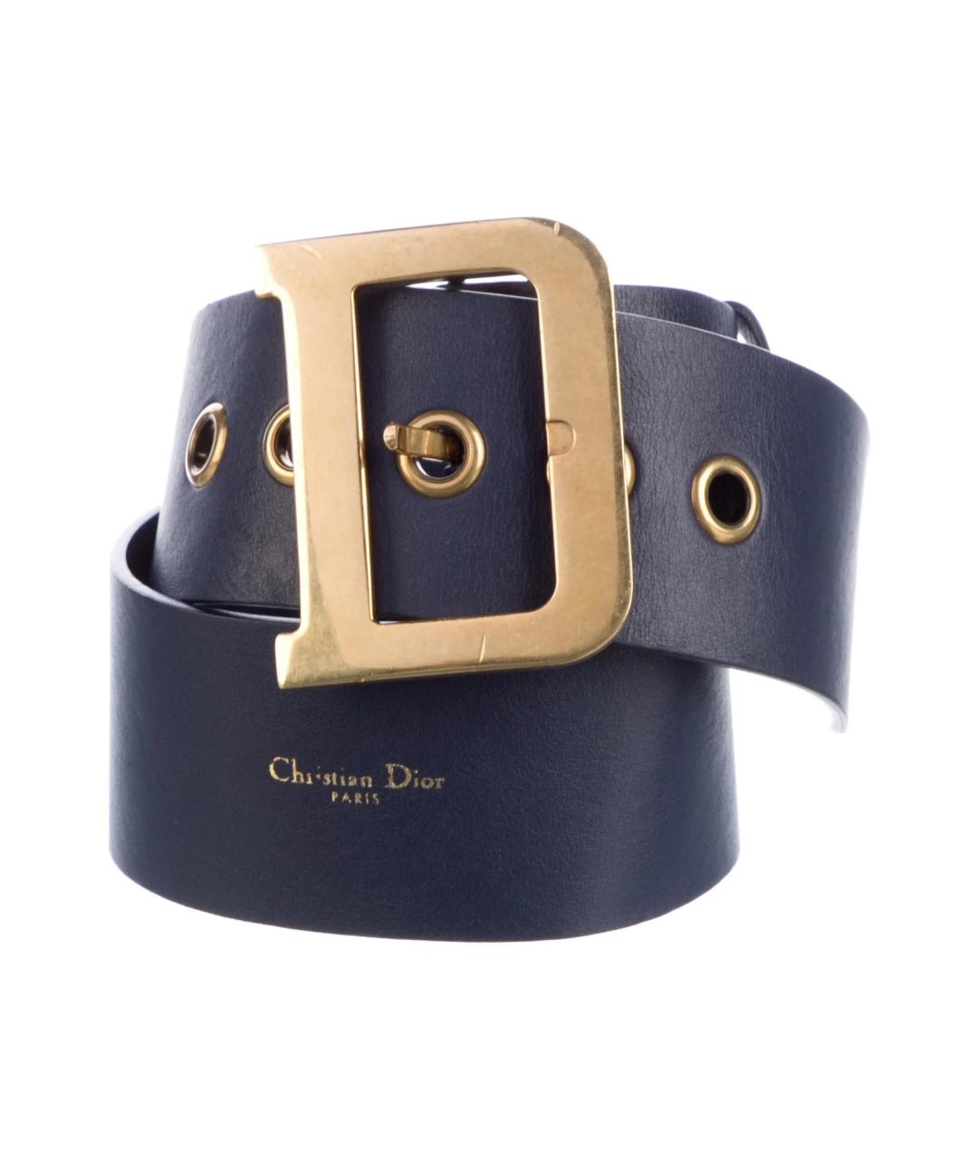 CHRISTIAN DIOR Синий кожаный ремень, фото 1