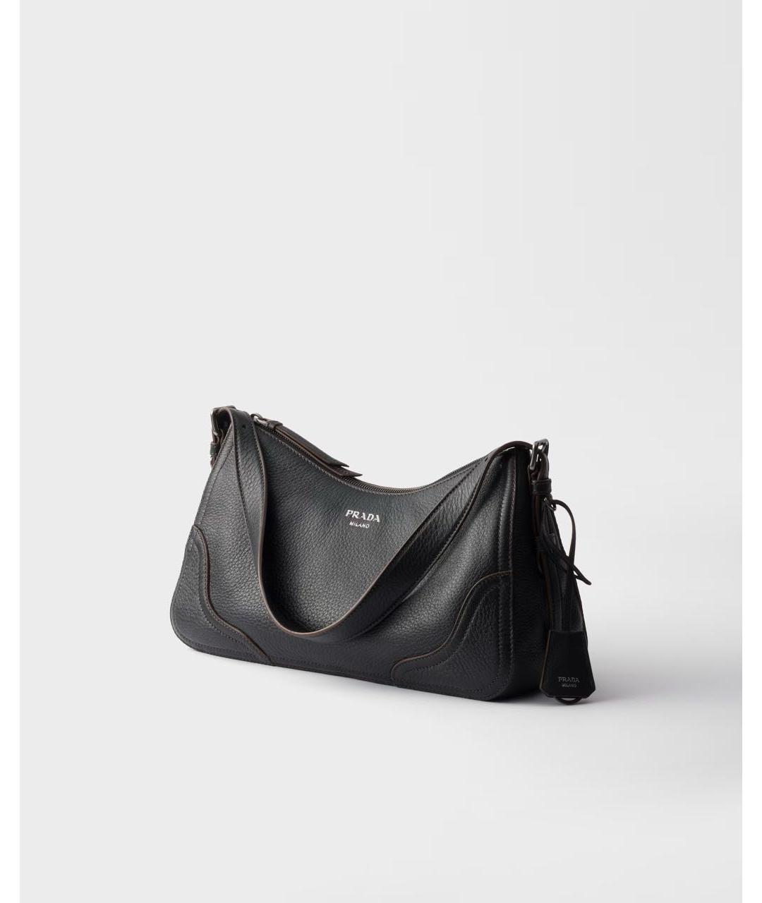 PRADA Черная кожаная сумка с короткими ручками, фото 3