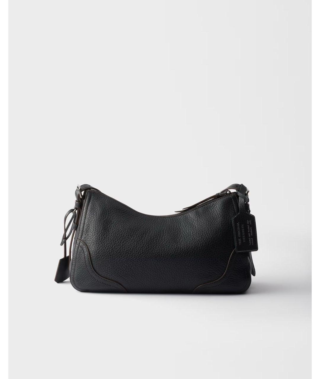 PRADA Черная кожаная сумка с короткими ручками, фото 4