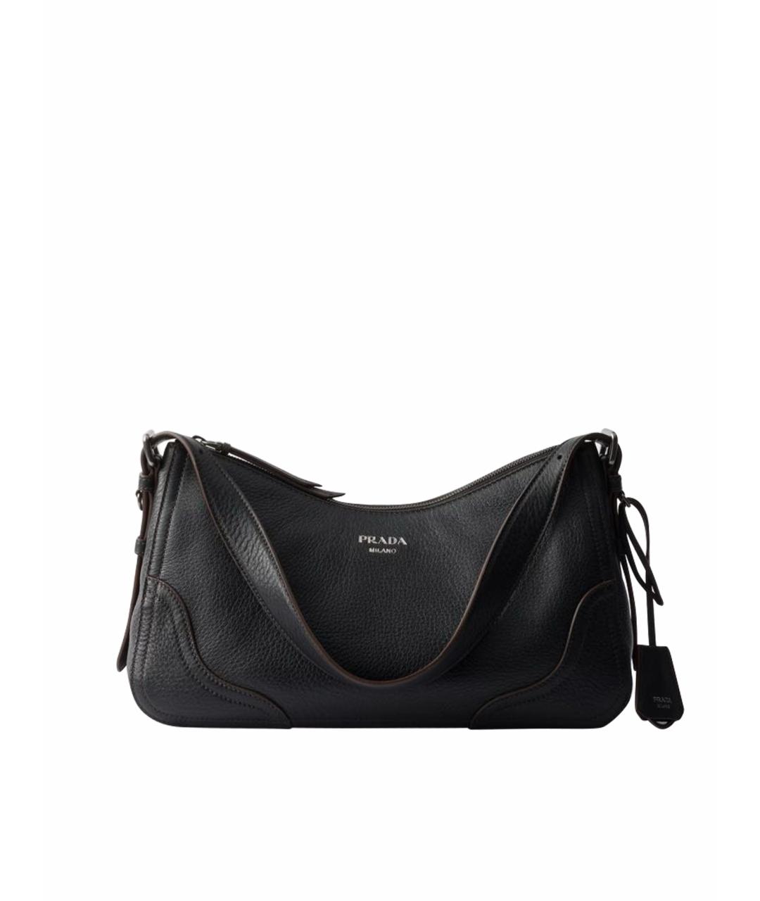 PRADA Черная кожаная сумка с короткими ручками, фото 1