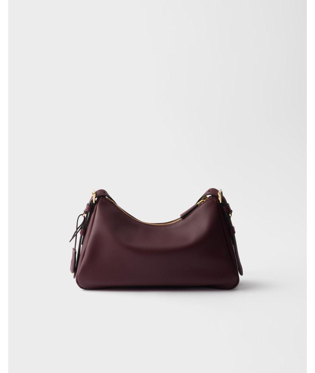 PRADA Бордовая кожаная сумка с короткими ручками, фото 3