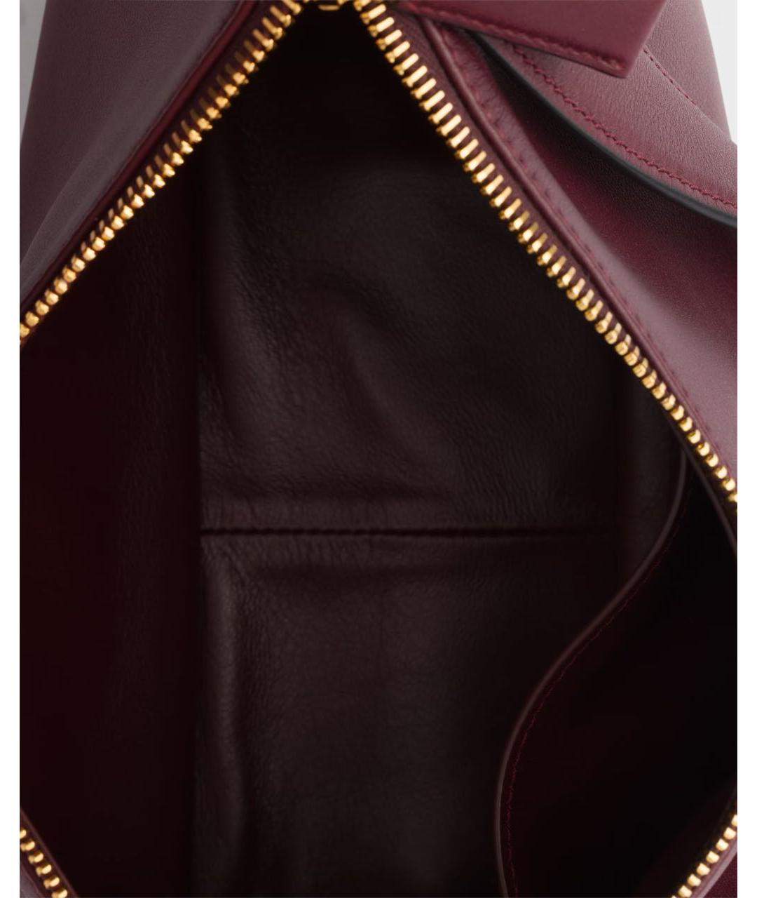 PRADA Бордовая кожаная сумка с короткими ручками, фото 4
