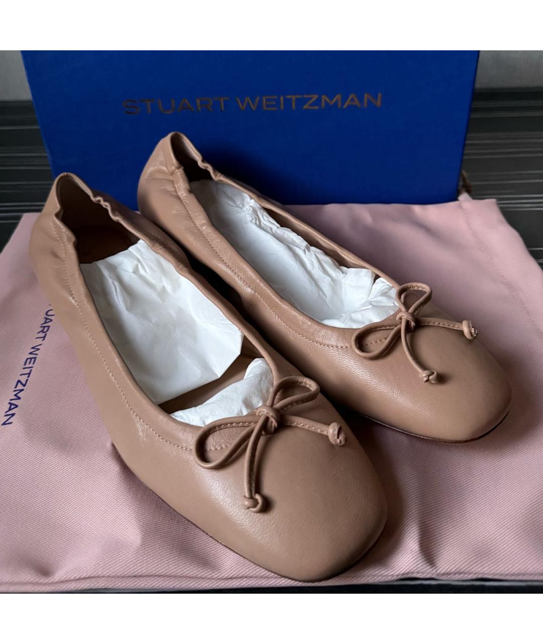 STUART WEITZMAN Серые кожаные балетки, фото 6