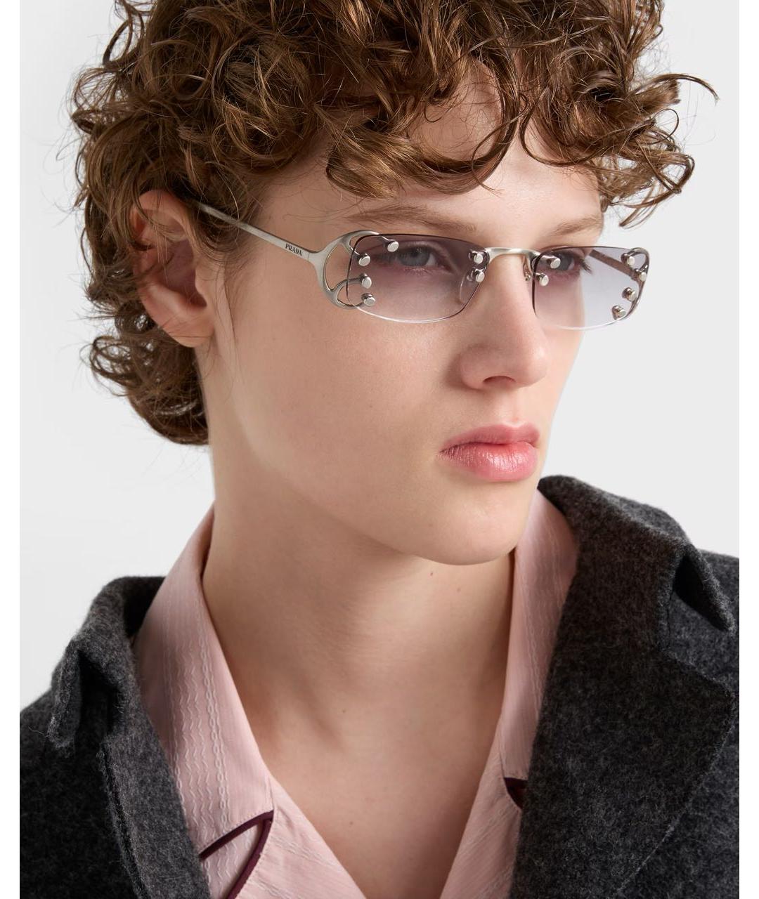 PRADA Серые металлические солнцезащитные очки, фото 2