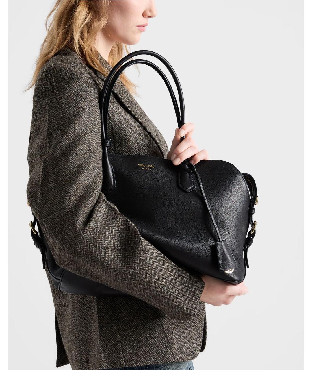 PRADA Черная кожаная сумка тоут, фото 2