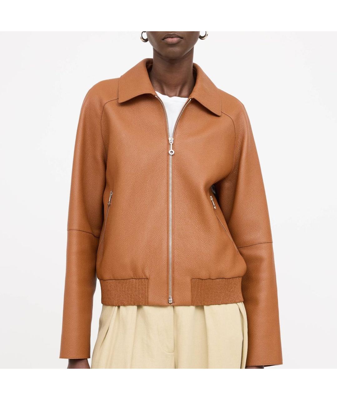HERMES Оранжевая кожаная куртка, фото 2