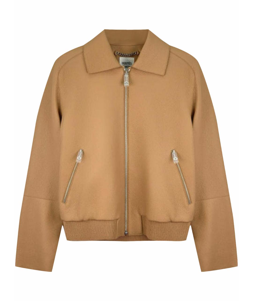HERMES Оранжевая кожаная куртка, фото 1